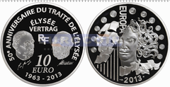 Франция 10 евро 2013 Елисейский договор