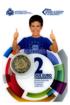 Сан Марино 2 евро 2012, 10 лет евро