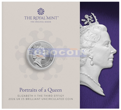 Великобритания 5 фунтов 2026 Портрет Королевы 1985 года