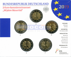 Германия 2 евро 2019 Берлинская стена (A,D,F,G,J) BU