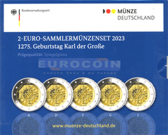 Германия 2 евро 2023 Карл Великий (A,D,F,G,J) PROOF