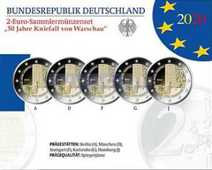 Германия 2 евро 2020 Коленопреклонение в Варшаве (A,D,F,G,J) PROOF