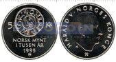 Норвегия 5 крон 1995 Чеканка монет в Норвегии