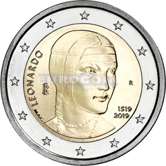 Италия 2 евро 2019 Леонардо да Винчи PROOF