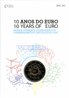 Португалия 2 евро 2012, 10 лет евро BU