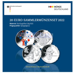 Германия набор 20 евро 2022 (4 монет) PROOF