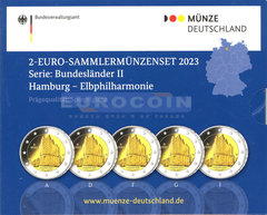 Германия 2 евро 2023 Гамбург (A,D,F,G,J) PROOF