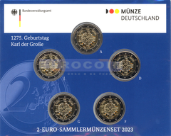 Германия 2 евро 2023 Карл Великий (A,D,F,G,J) BU