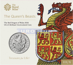 Великобритания 5 фунтов 2018 Уэльский Дракон