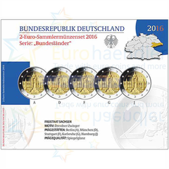 Германия 2 евро 2016 Саксония (A,D,F,G,J) PROOF