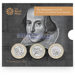 Великобритания 3 x 2 фунта 2016 Вильям Шекспир