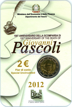 Италия 2 евро 2012 Джованни Пасколи BU