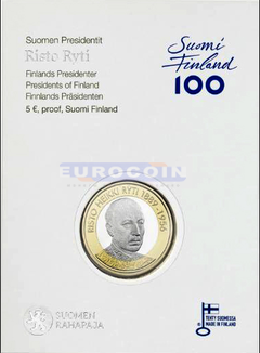 Финляндия 5 евро 2017 Ристо Рюти PROOF