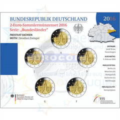 Германия 2 евро 2016 Саксония (A,D,F,G,J) BU
