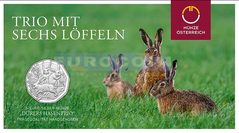 Австрия 5 евро 2026 Три кролика BU