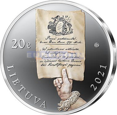Литва 20 евро 2021 Конституция