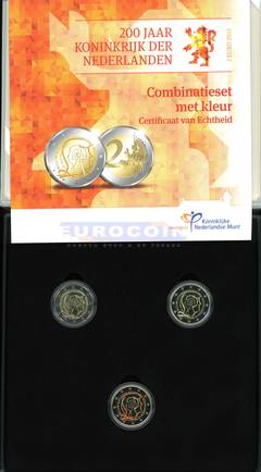 Нидерланды 3 x 2 евро 2013, 200 лет Королевству Нидерландов PROOF