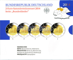 Германия 2 евро 2014 Нижняя Саксония (A,D,F,G,J) PROOF