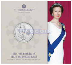 Великобритания 5 фунтов 2025 Принцесса Анна