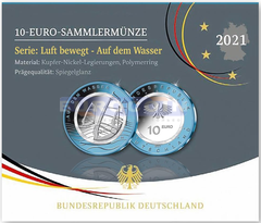 Германия 10 евро 2021 «На воде» PROOF