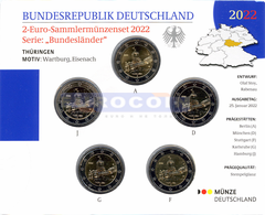 Германия 2 евро 2022 Тюрингия (A,D,F,G,J) BU