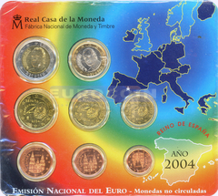 Испания набор евро 2004 BU (8 монет)