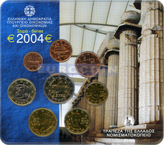 Греция набор евро 2004 BU (8 монет)